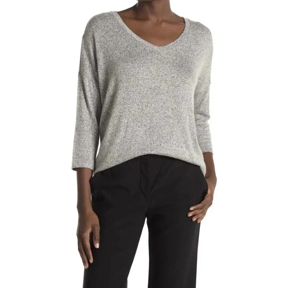 Philosophy Women's Heather Gray Cozy V-Neck Pullover Tunic Top Medium NWT